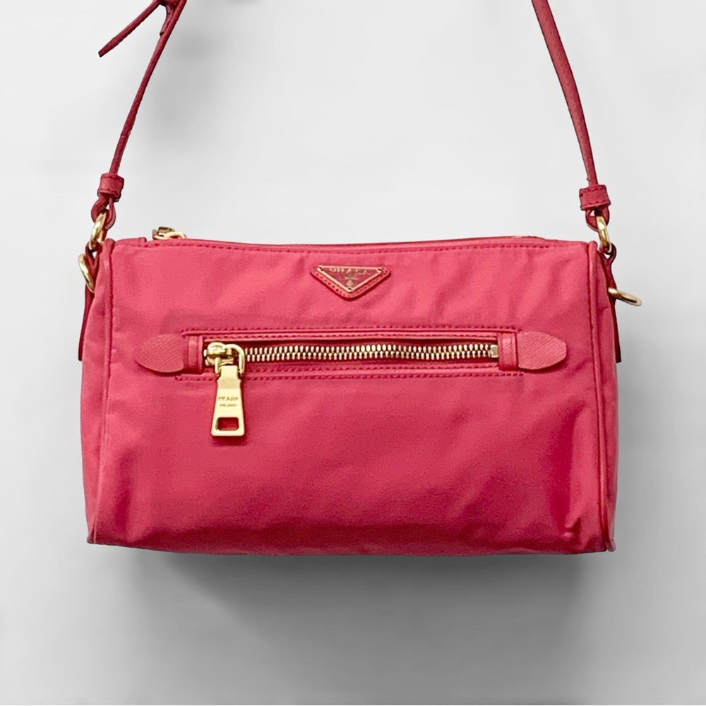 PRADA BN1834 Tessuto Saffiano Nylon Shoulder Bag in Peonia Pink - Picture 2 of 13